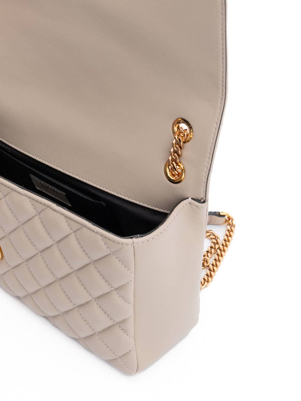 Taupe Quilted Leather Shoulder Strap Bag Beige