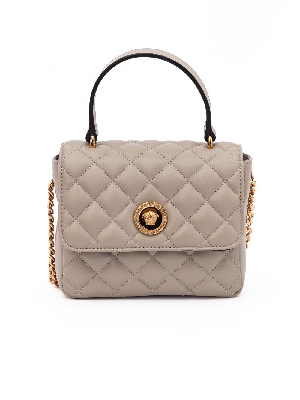 Taupe Quilted Leather Handbag Beige Bag