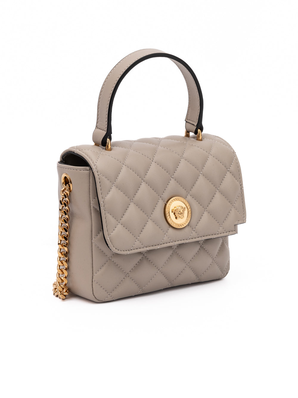 Taupe Quilted Leather Handbag Beige Bag