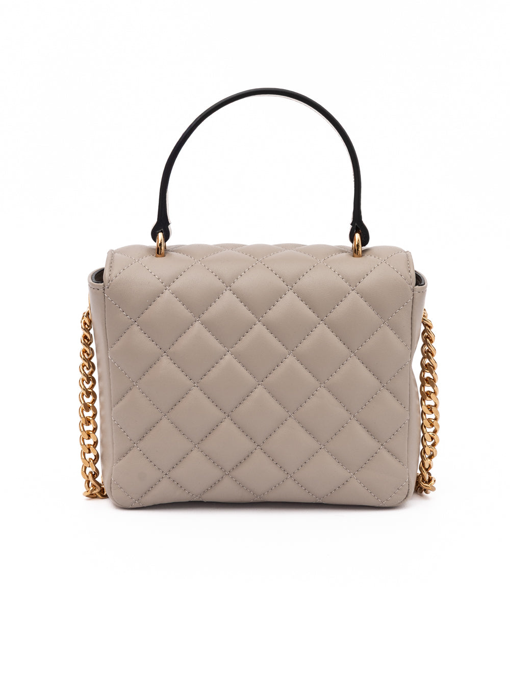 Taupe Quilted Leather Handbag Beige Bag