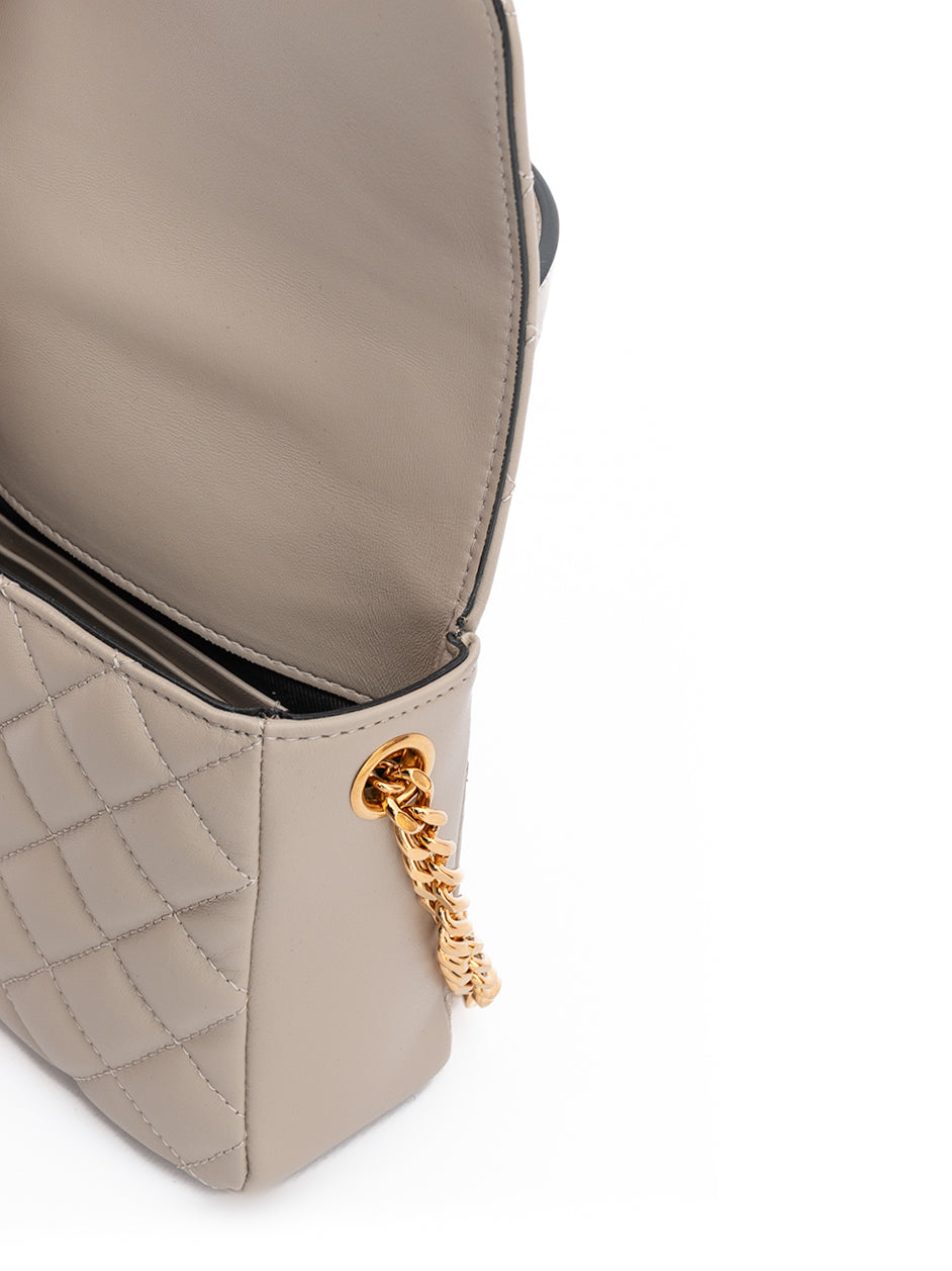 Taupe Quilted Leather Handbag Beige Bag