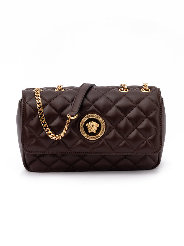 Versace Lambskin shoulder bag in brown
