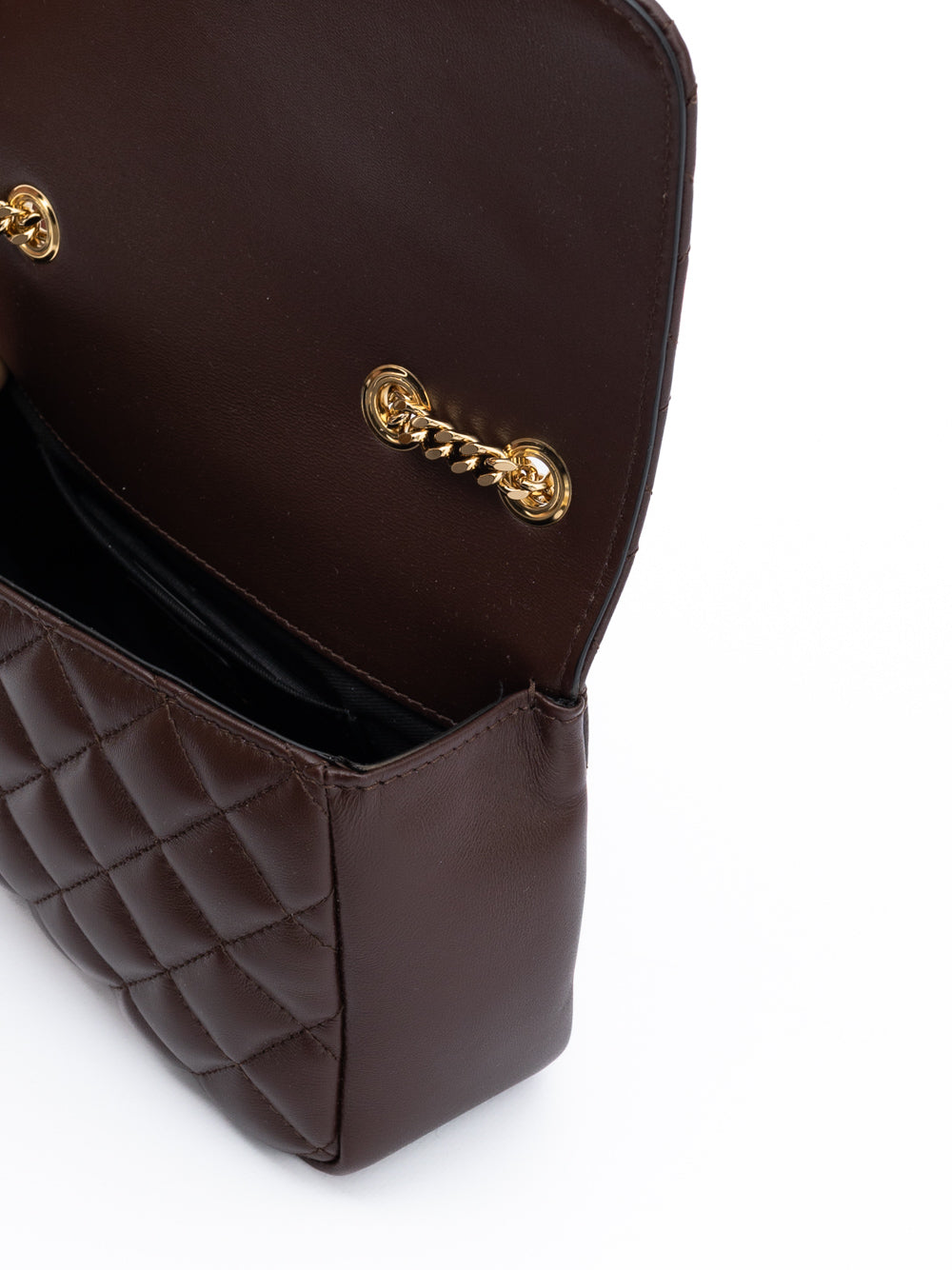 Brown Quilted Leather Shoulder Strap Bag Beige