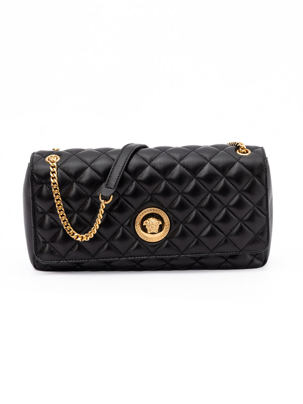 Versace Lambskin shoulder bag in black