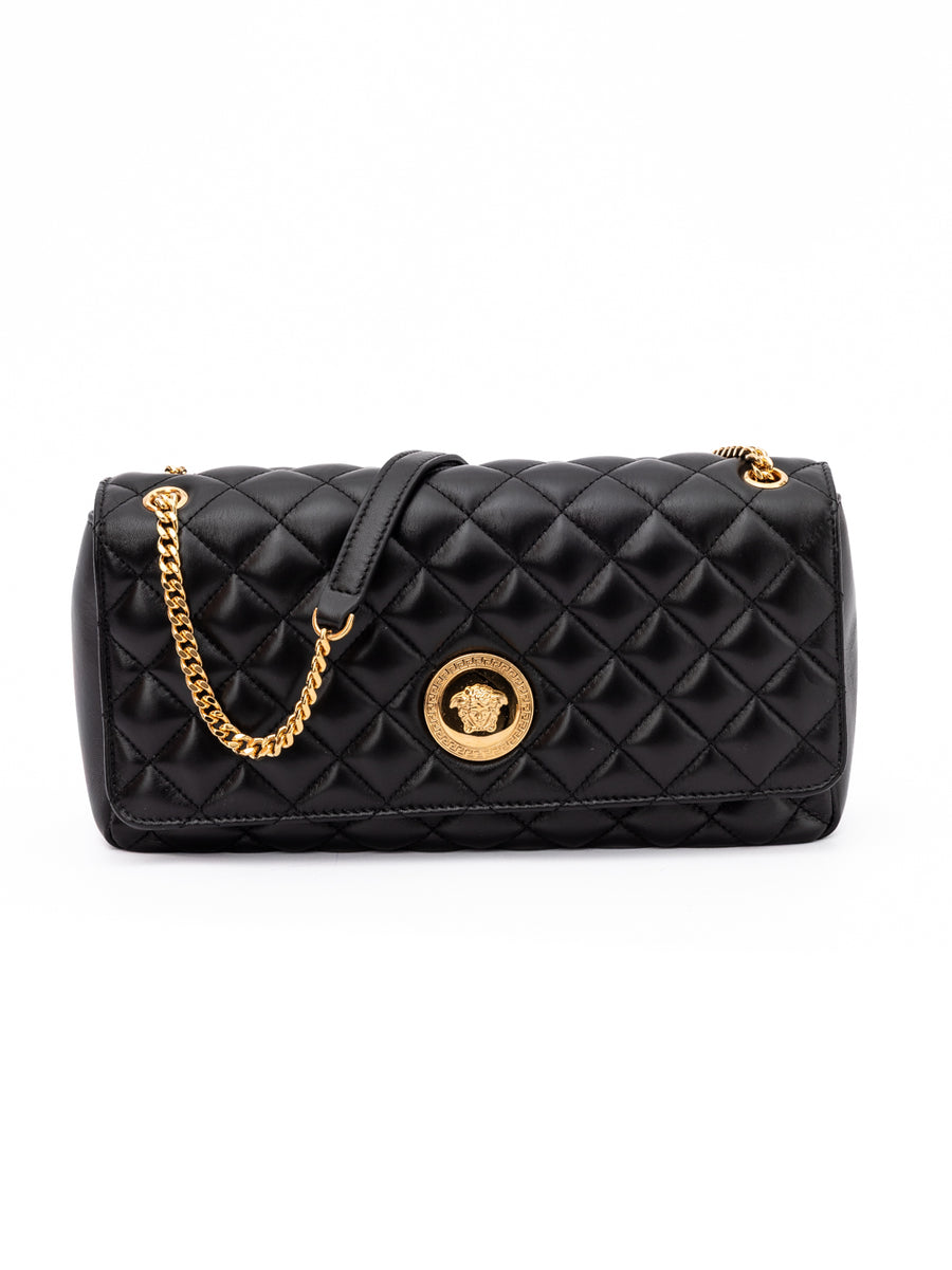Versace Lambskin shoulder bag in black
