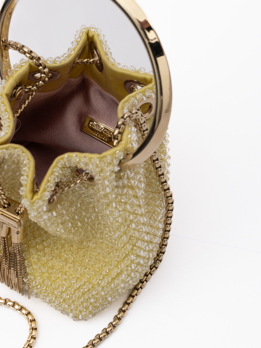 Yellow Bon Micro Crystals Bucket Bag