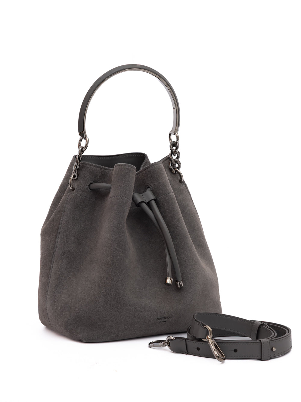 Dark Grey Bon Suede Bucket Bag