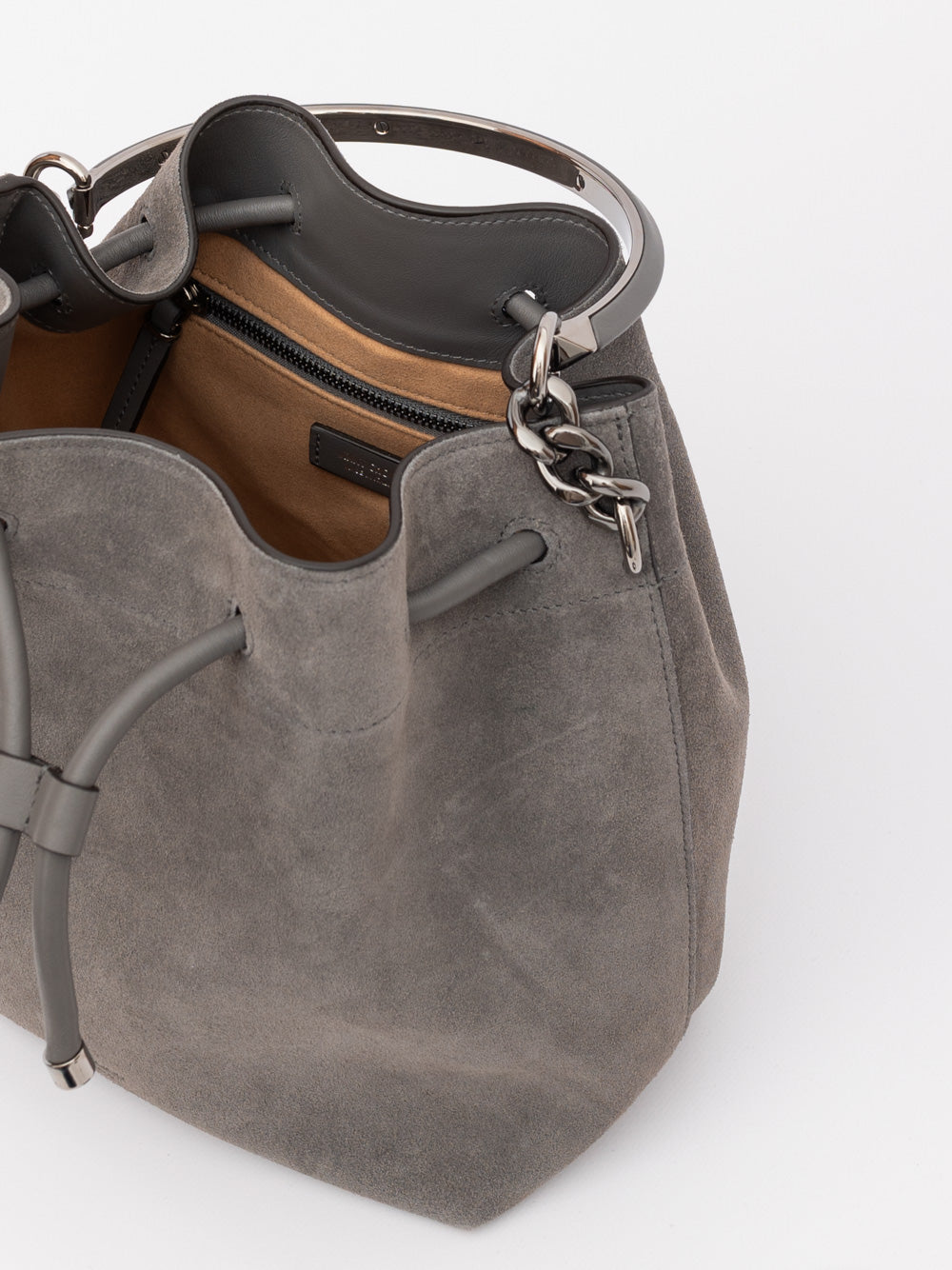 Dark Grey Bon Suede Bucket Bag