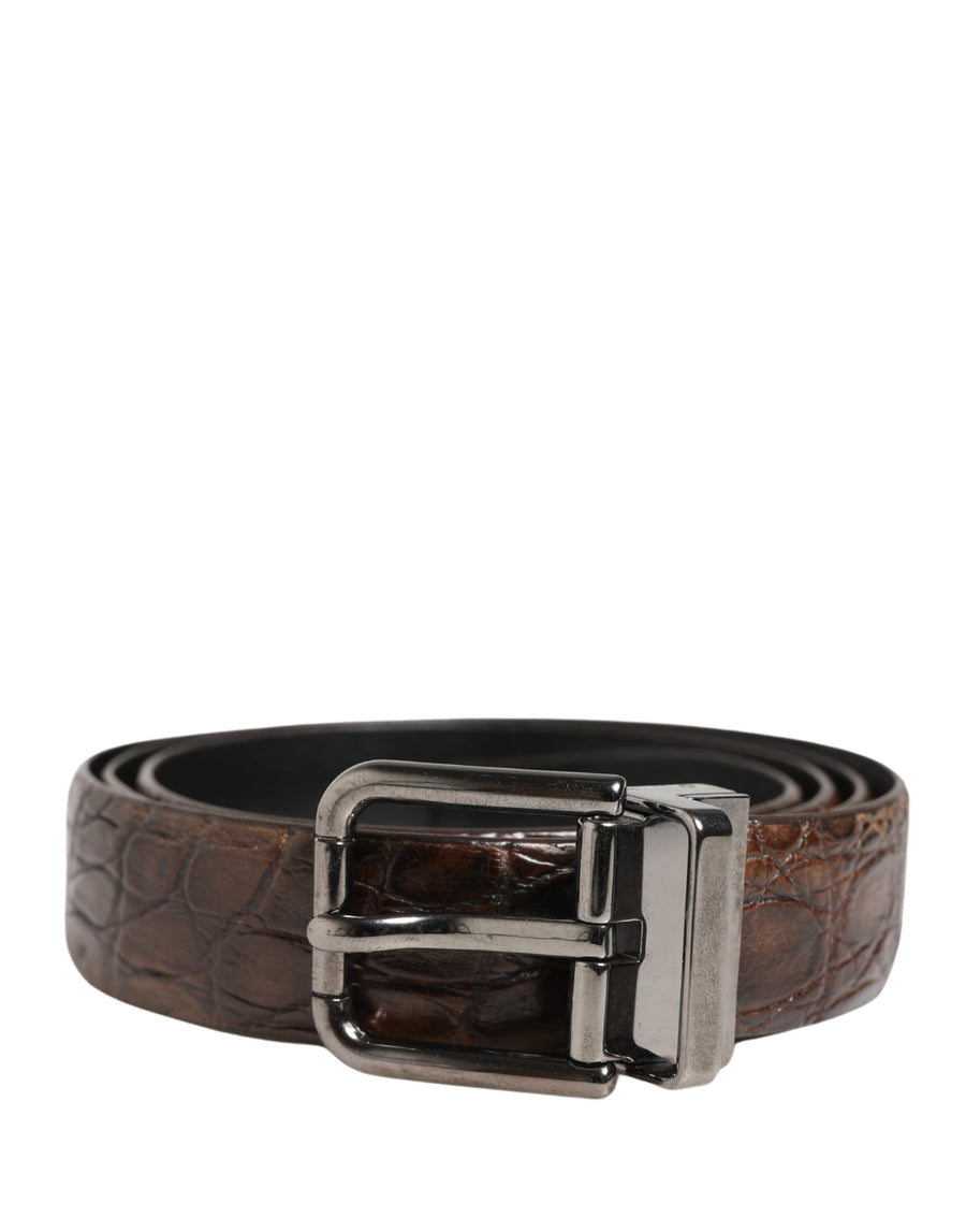 Dolce & Gabbana 100% Caiman Leather; Lining 100% Calf Leather belt in brown