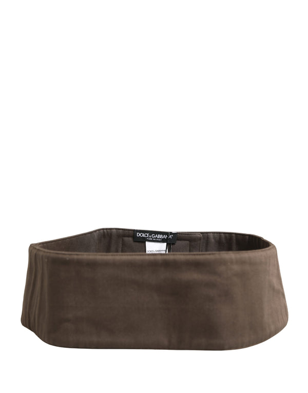 Brown Viscose Wide Belt Waist Cummerband Men Nylon Elastane