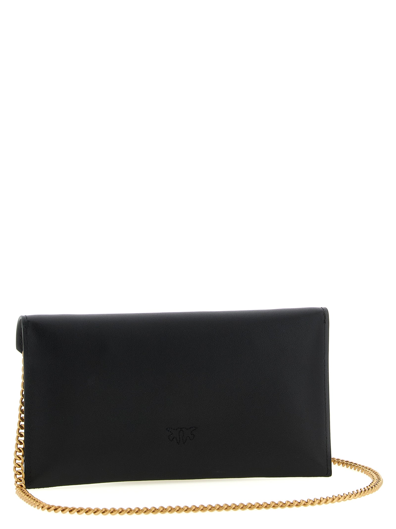 Flat Mini wallet on chain Black Goat Hair Polyurethane Wallets, Card Holders