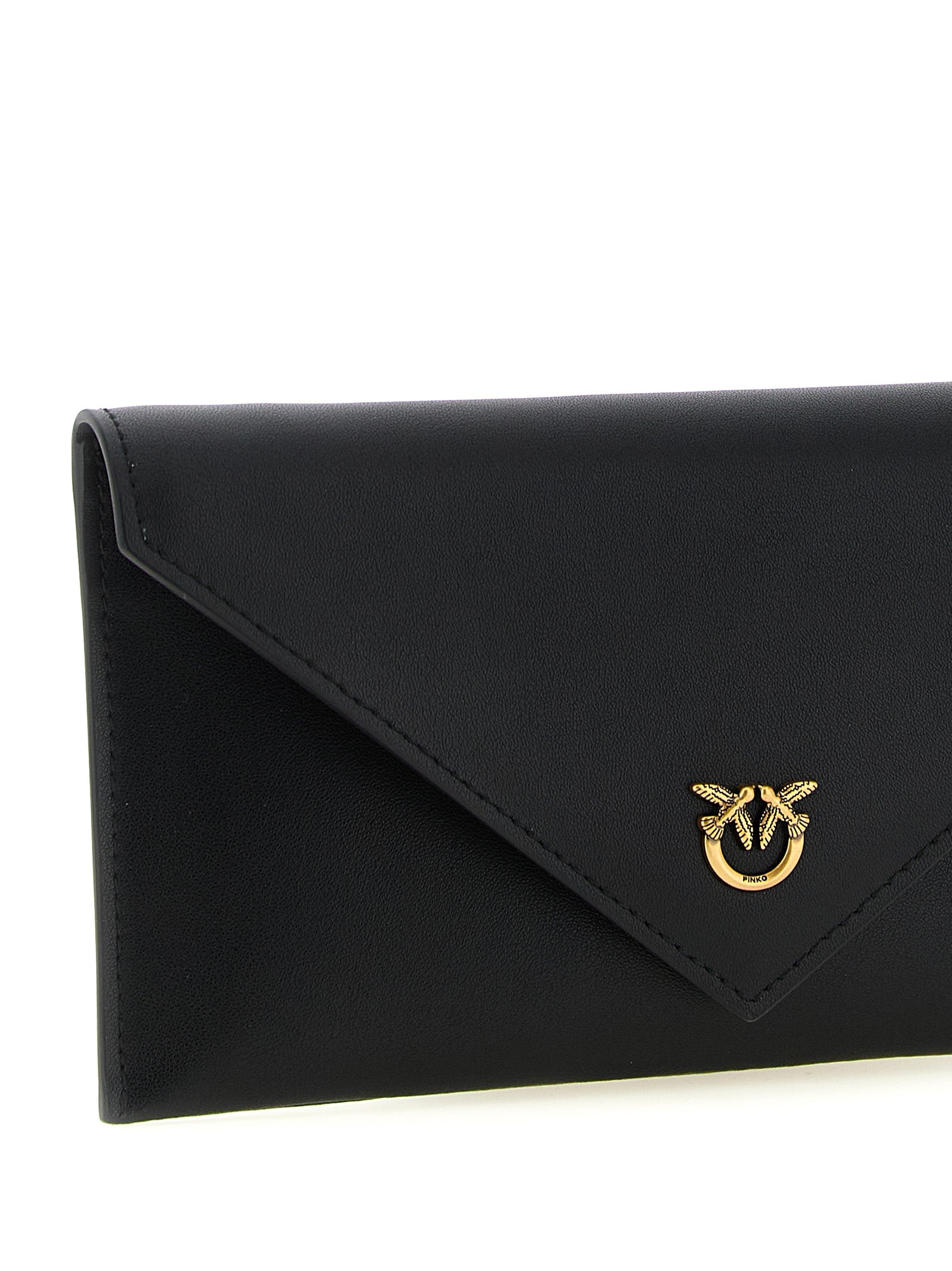 Flat Mini wallet on chain Black Goat Hair Polyurethane Wallets, Card Holders