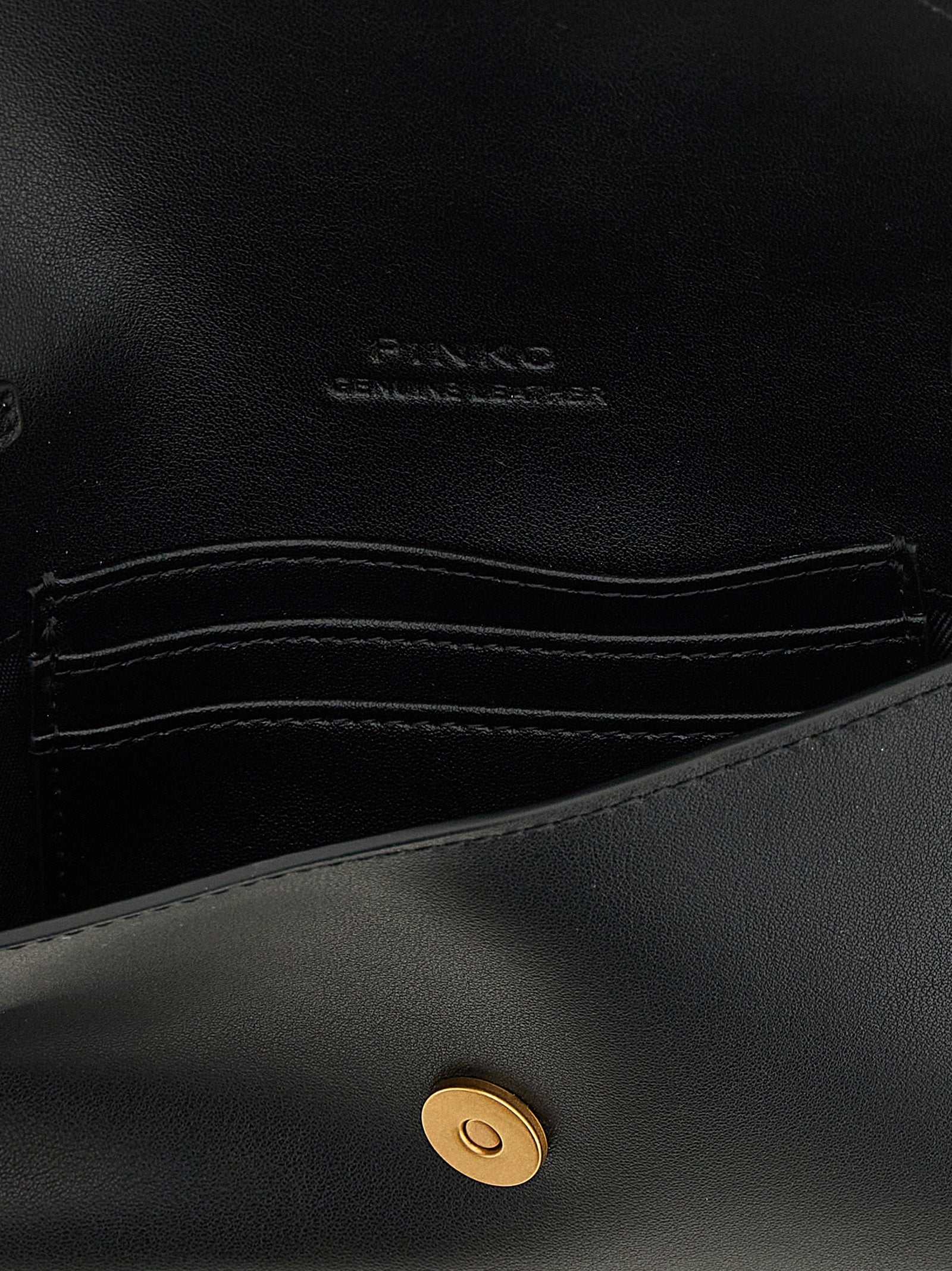Flat Mini wallet on chain Black Goat Hair Polyurethane Wallets, Card Holders