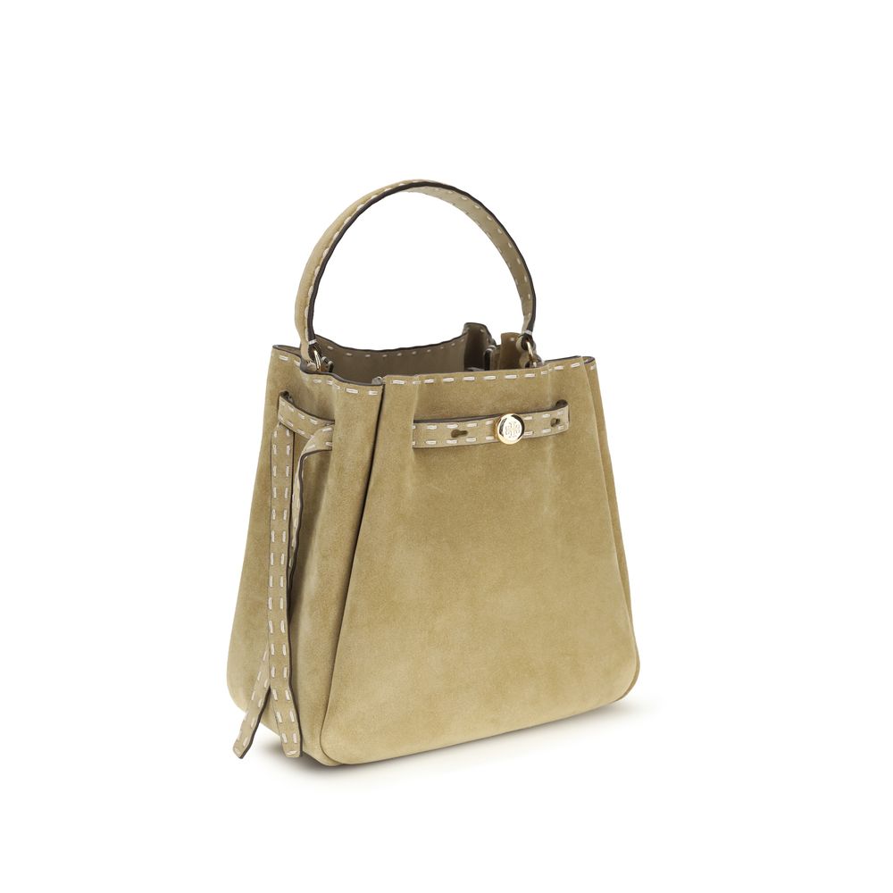 Tory Burch 100% Calf Leather Bos Taurus bucket bag in beige — view 2