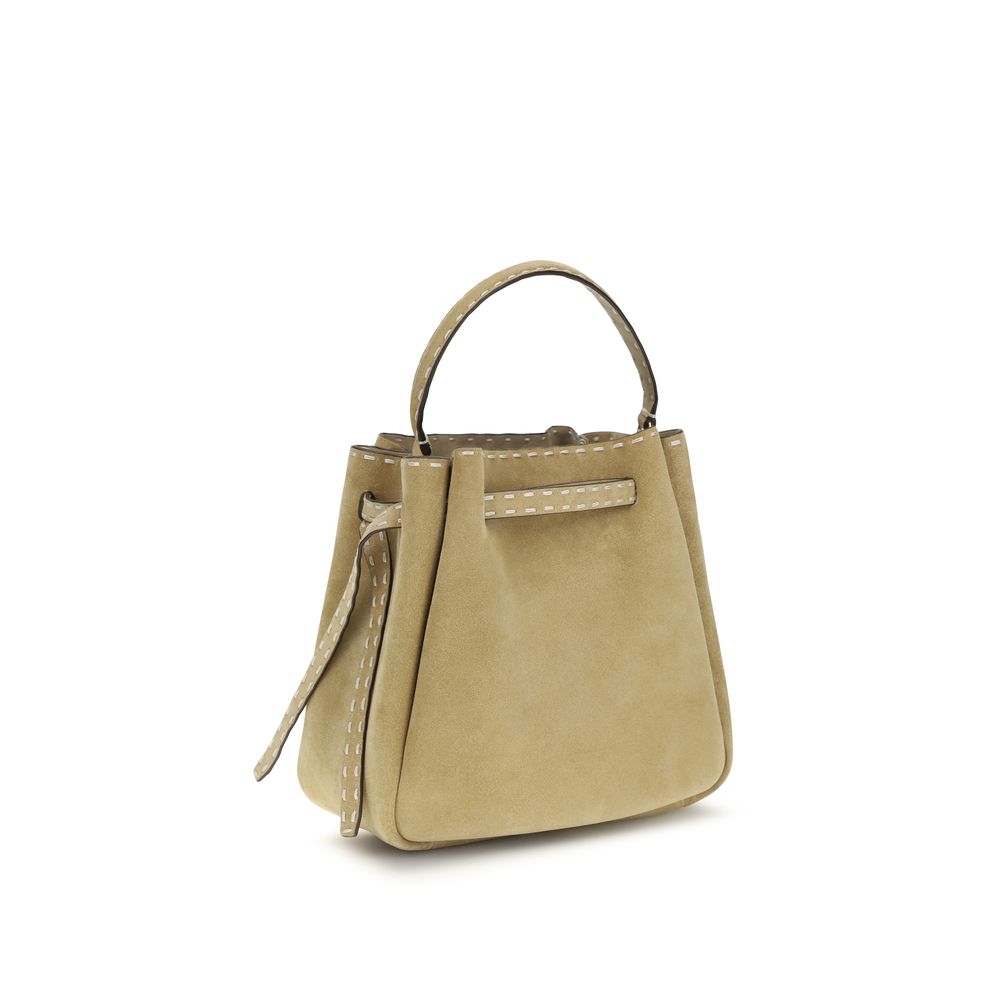 Tory Burch 100% Calf Leather Bos Taurus bucket bag in beige — view 3