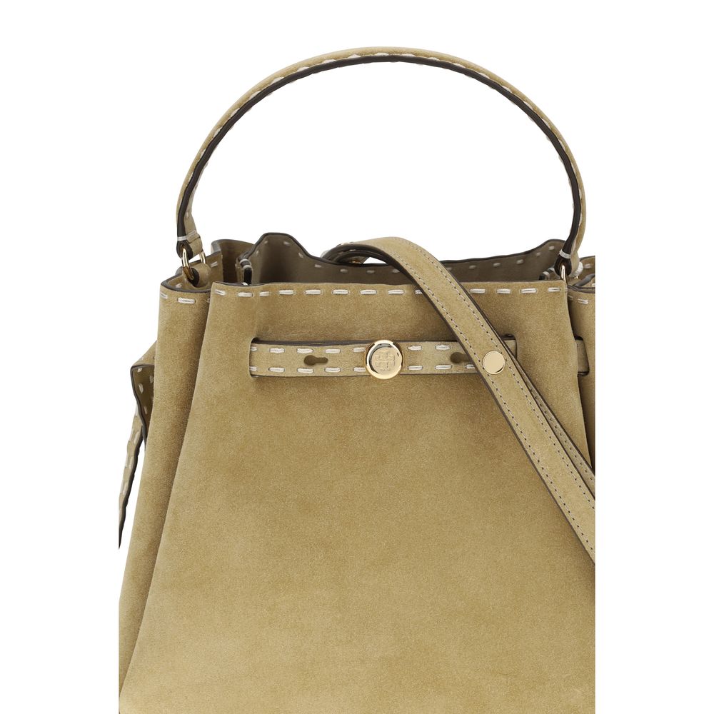 Tory Burch 100% Calf Leather Bos Taurus bucket bag in beige — view 4