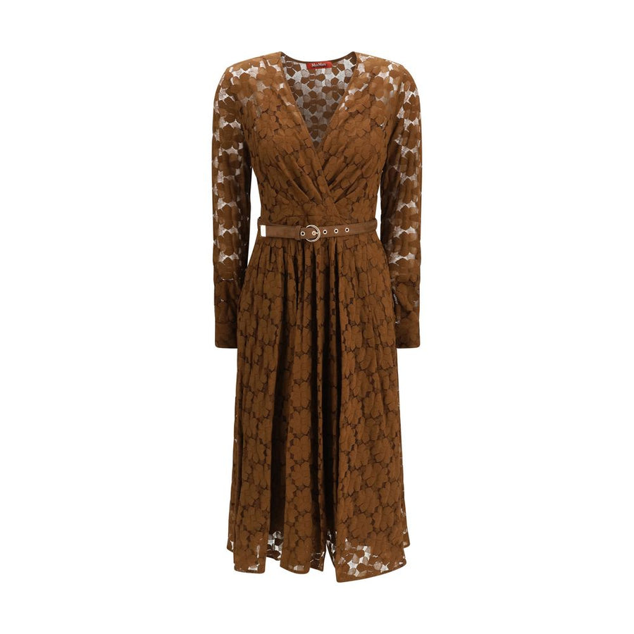 Max Mara 86% Polyamide dress in brown