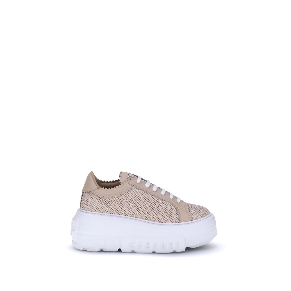 Casadei 100% Other Fibres platform sneaker in beige — view 2