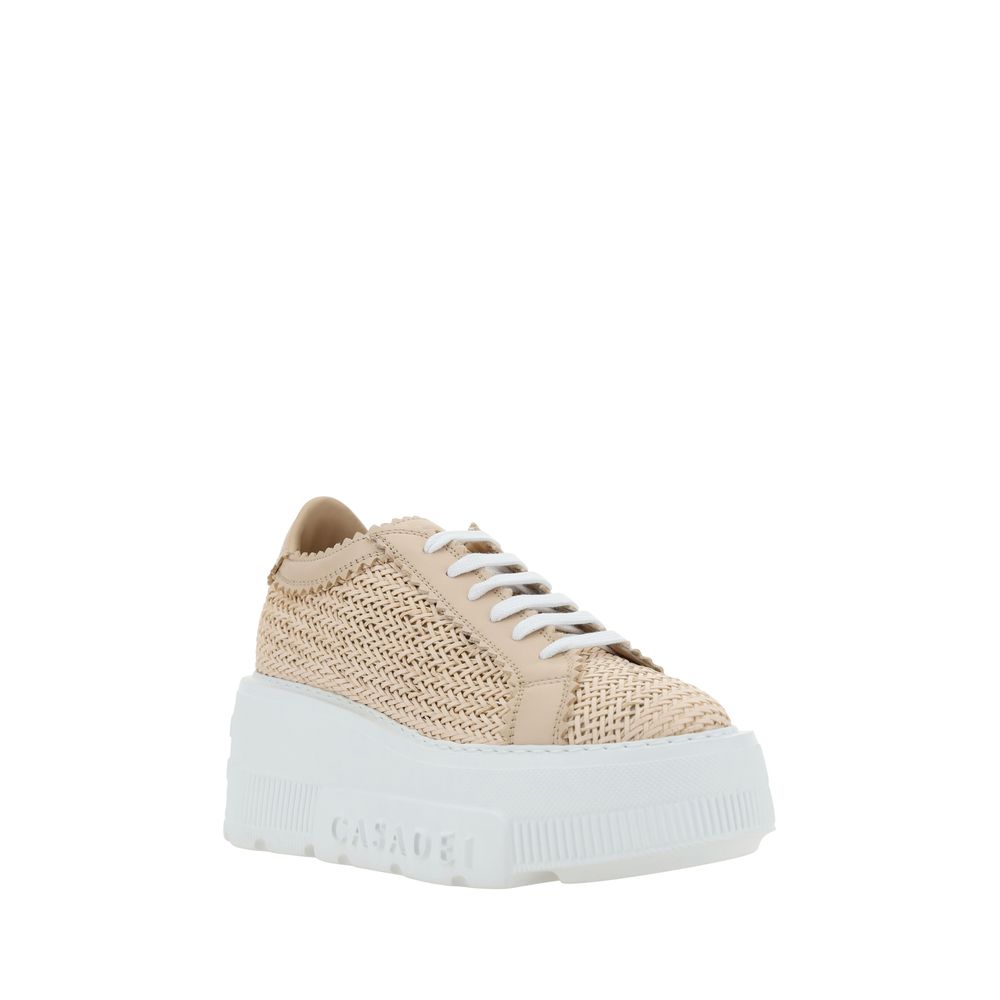 Casadei 100% Other Fibres platform sneaker in beige — view 3