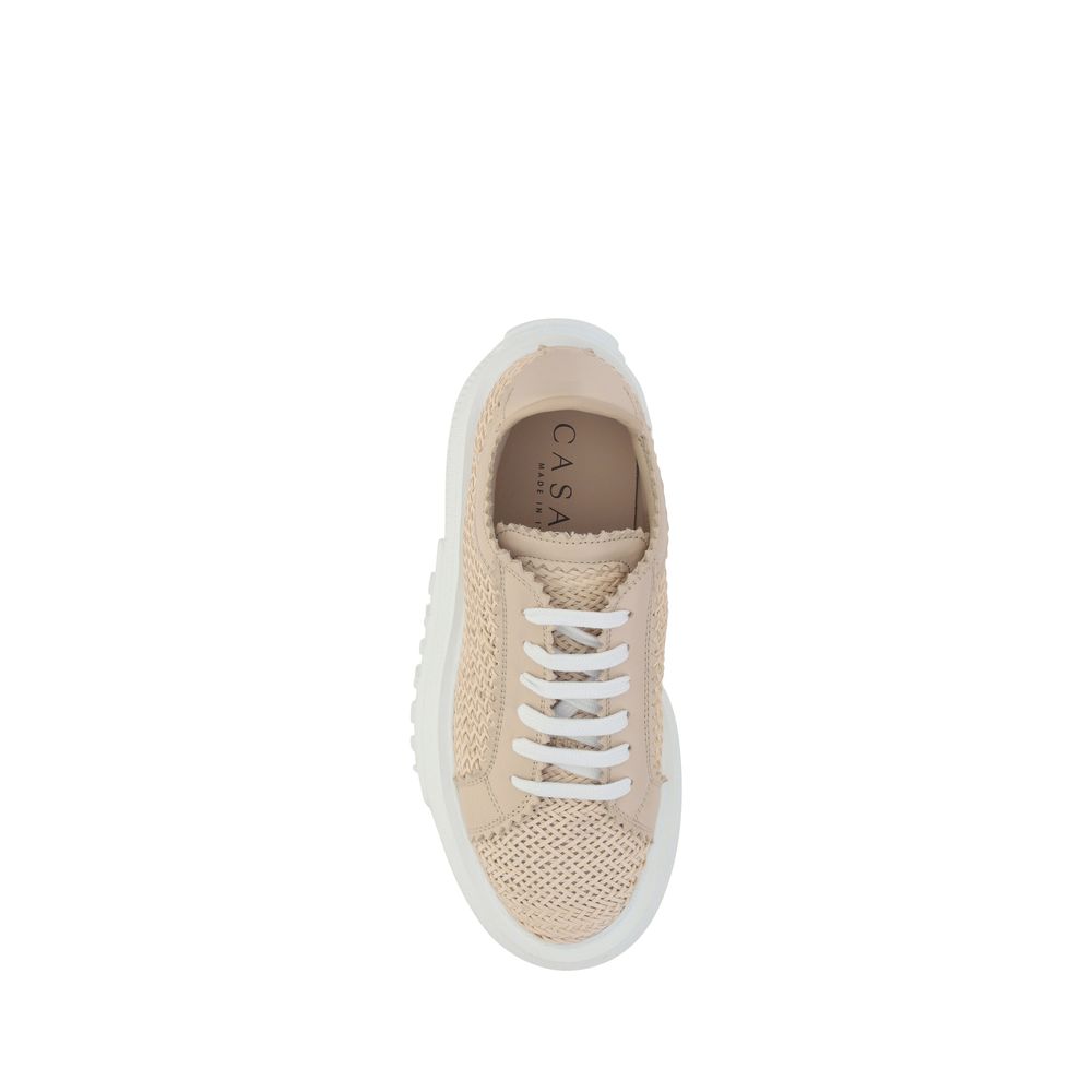 Casadei 100% Other Fibres platform sneaker in beige — view 7
