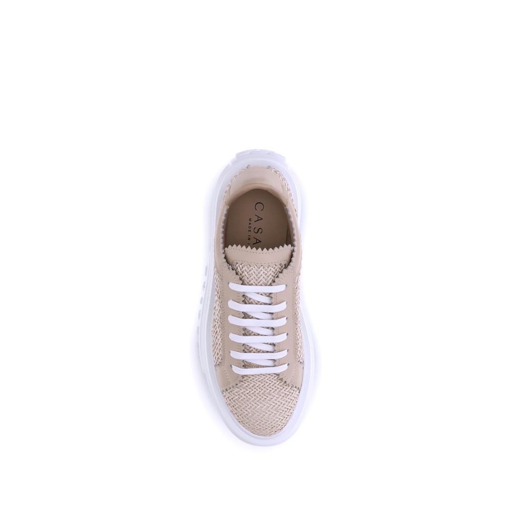 Casadei 100% Other Fibres platform sneaker in beige — view 8