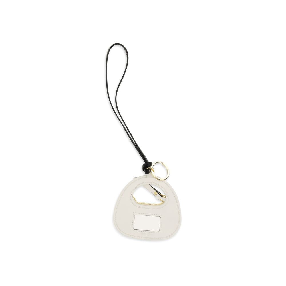 Miu Miu 100% Calf Leather Bos Taurus key case in white — view 2