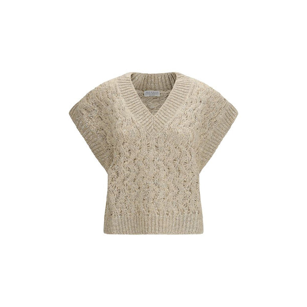 Brunello Cucinelli 36% Silk sweater vest in beige