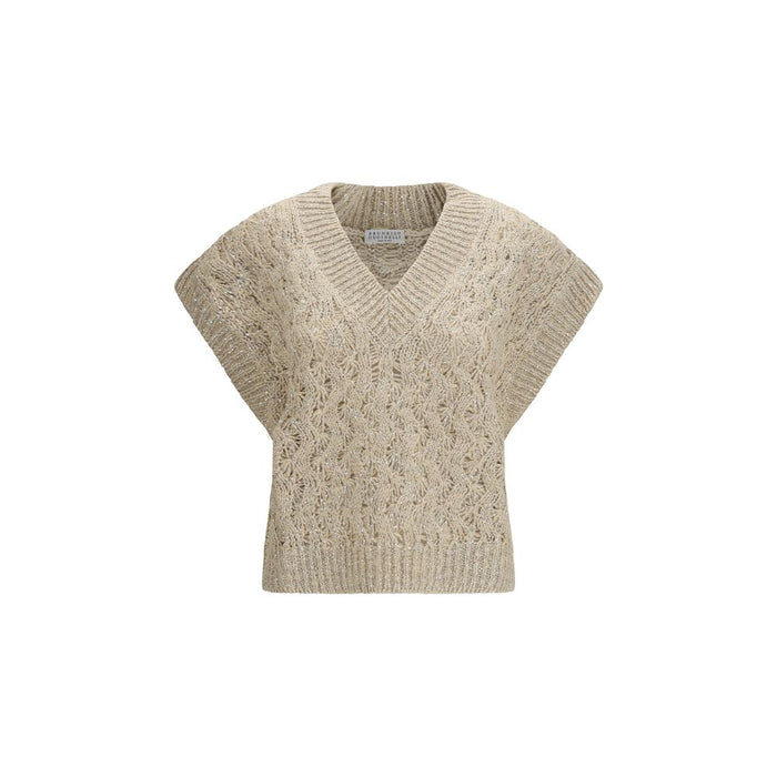 Brunello Cucinelli 36% Silk sweater vest in beige