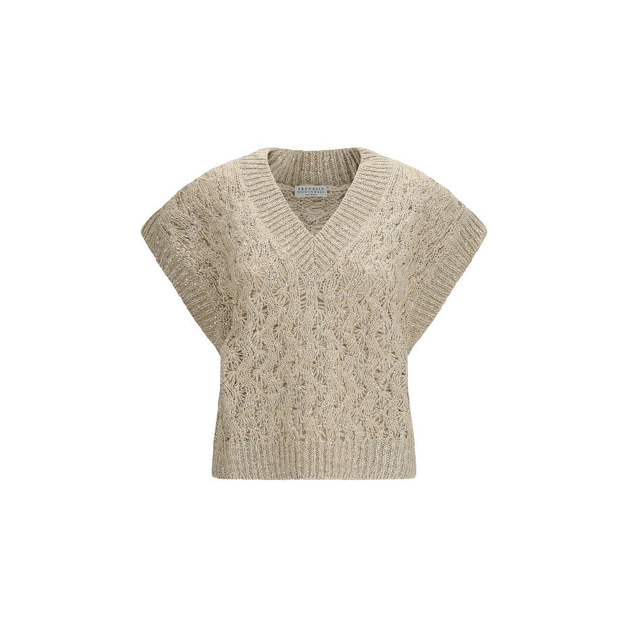 Brunello Cucinelli 36% Silk sweater vest in beige