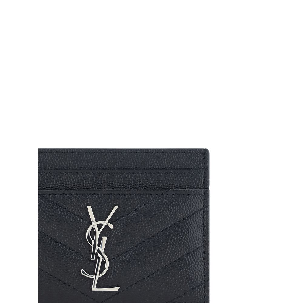 Saint Laurent 100% Calf Leather Bos Taurus card case in black — view 3