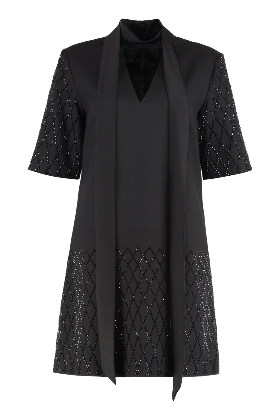 T-Shirt Dress Black With Rhinestones Polyester