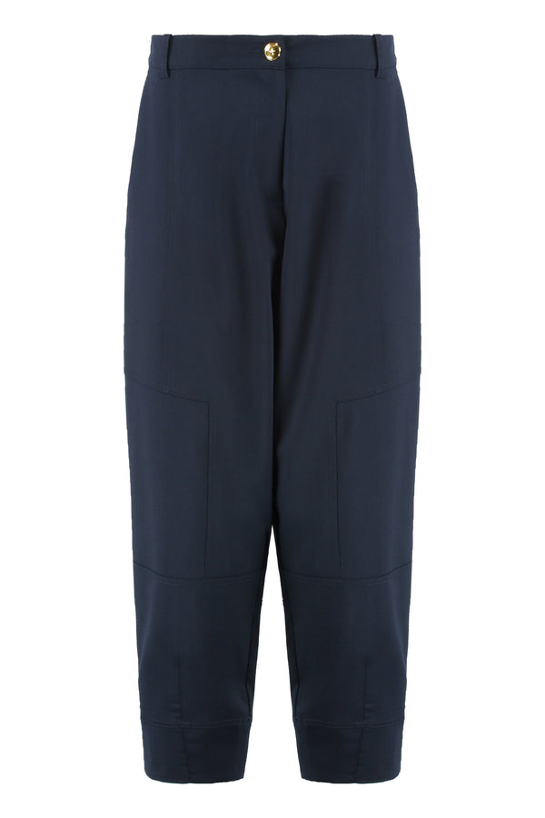 Straight Trousers Wool-Blend Navy Polyester