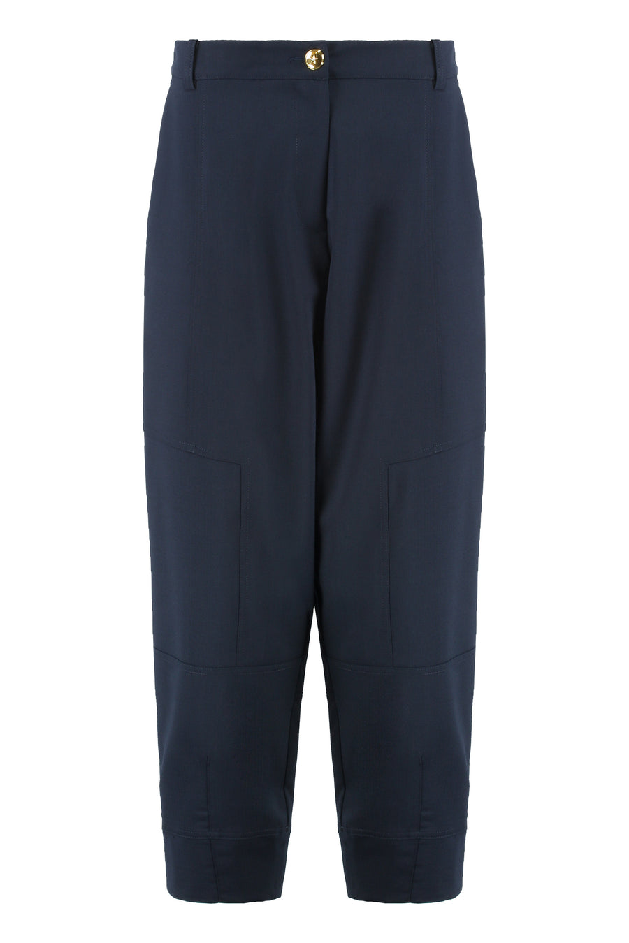 Straight Trousers Wool-Blend Navy Polyester