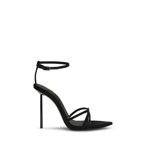 Le Silla 100% Silk stiletto heel sandal in black