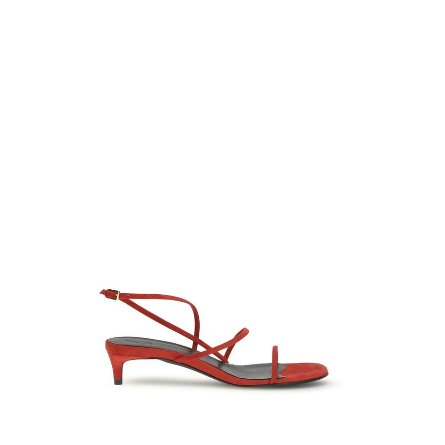 Khaite 100% Calf Leather Bos Taurus; Suede straps sandal in red