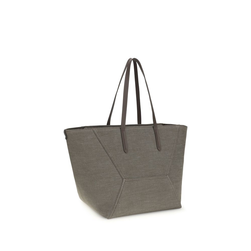 Brown Cotton Shoulder Bag