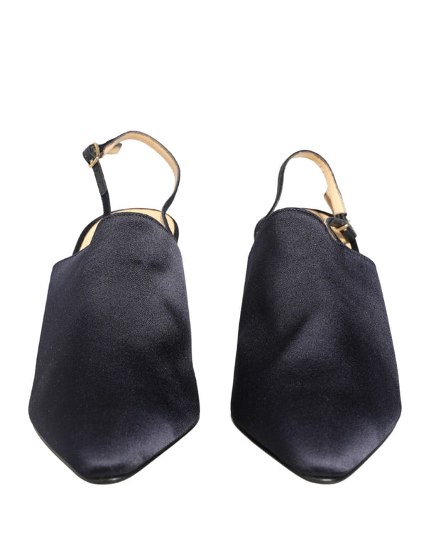 Dolce & Gabbana Suede slingback heel in black