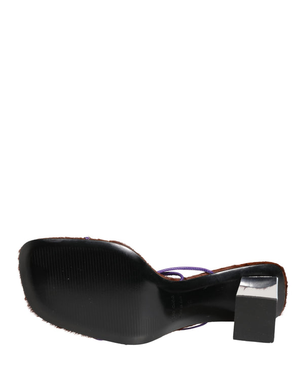 Dolce & Gabbana Leather block heel sandal in silver