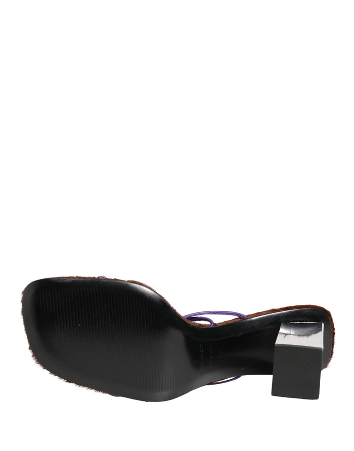 Dolce & Gabbana Leather block heel sandal in silver