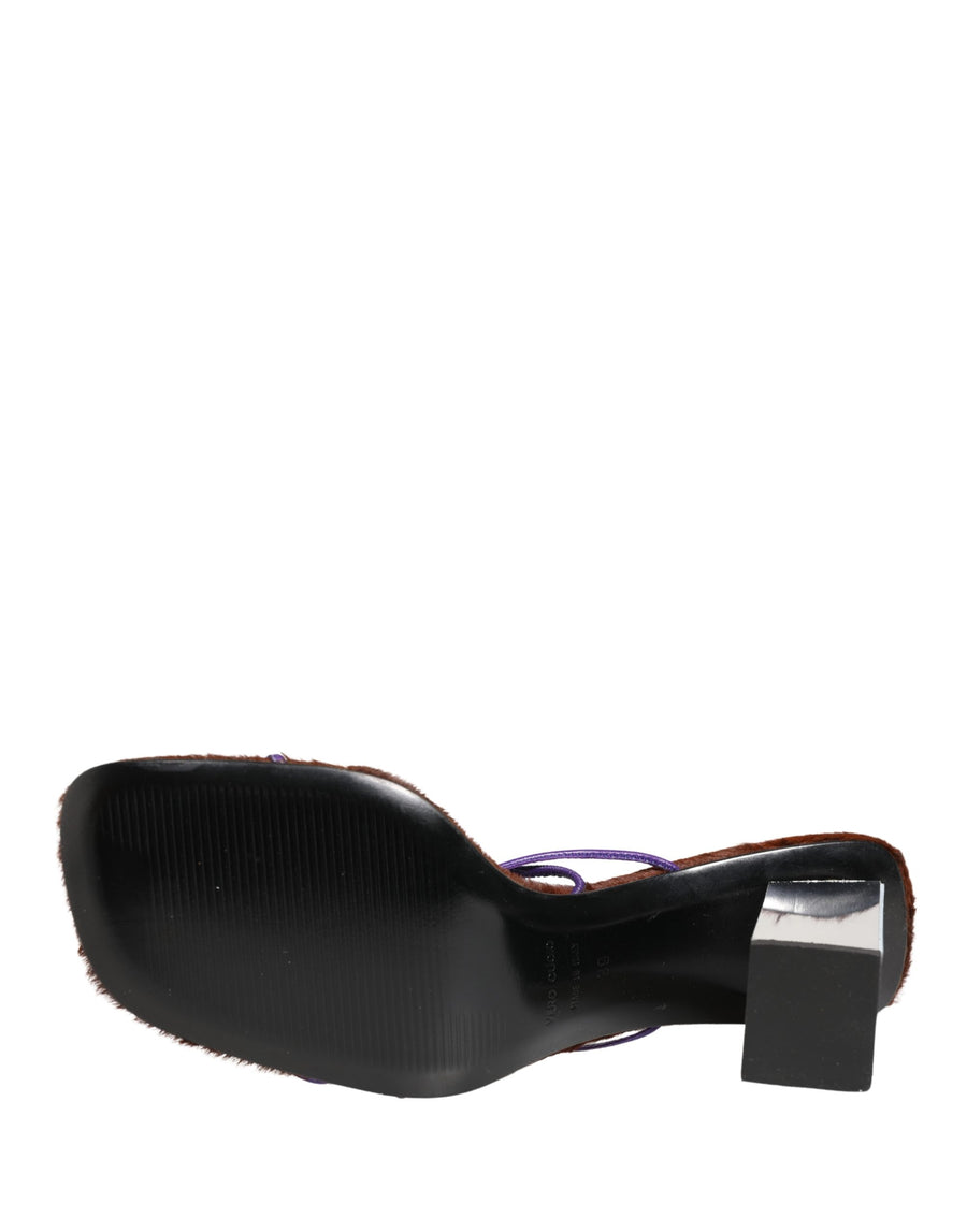 Dolce & Gabbana Leather block heel sandal in silver