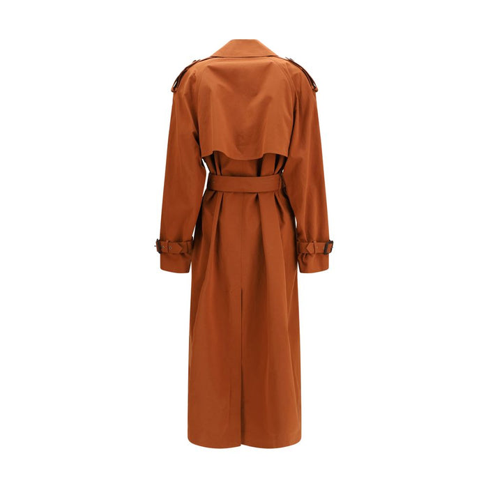 Saint Laurent 89% Cotton 11% Silk trench coat in brown — view 2