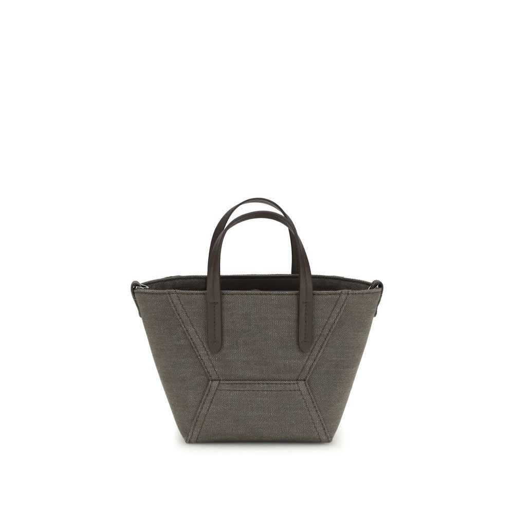 Bicolor Cotton Handbag Bag