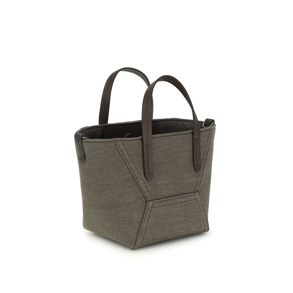 Bicolor Cotton Handbag Bag