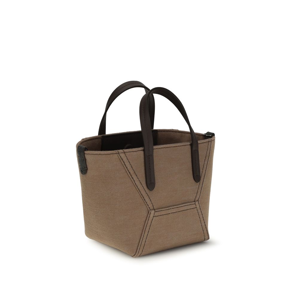 Beige Cotton Handbag Bag