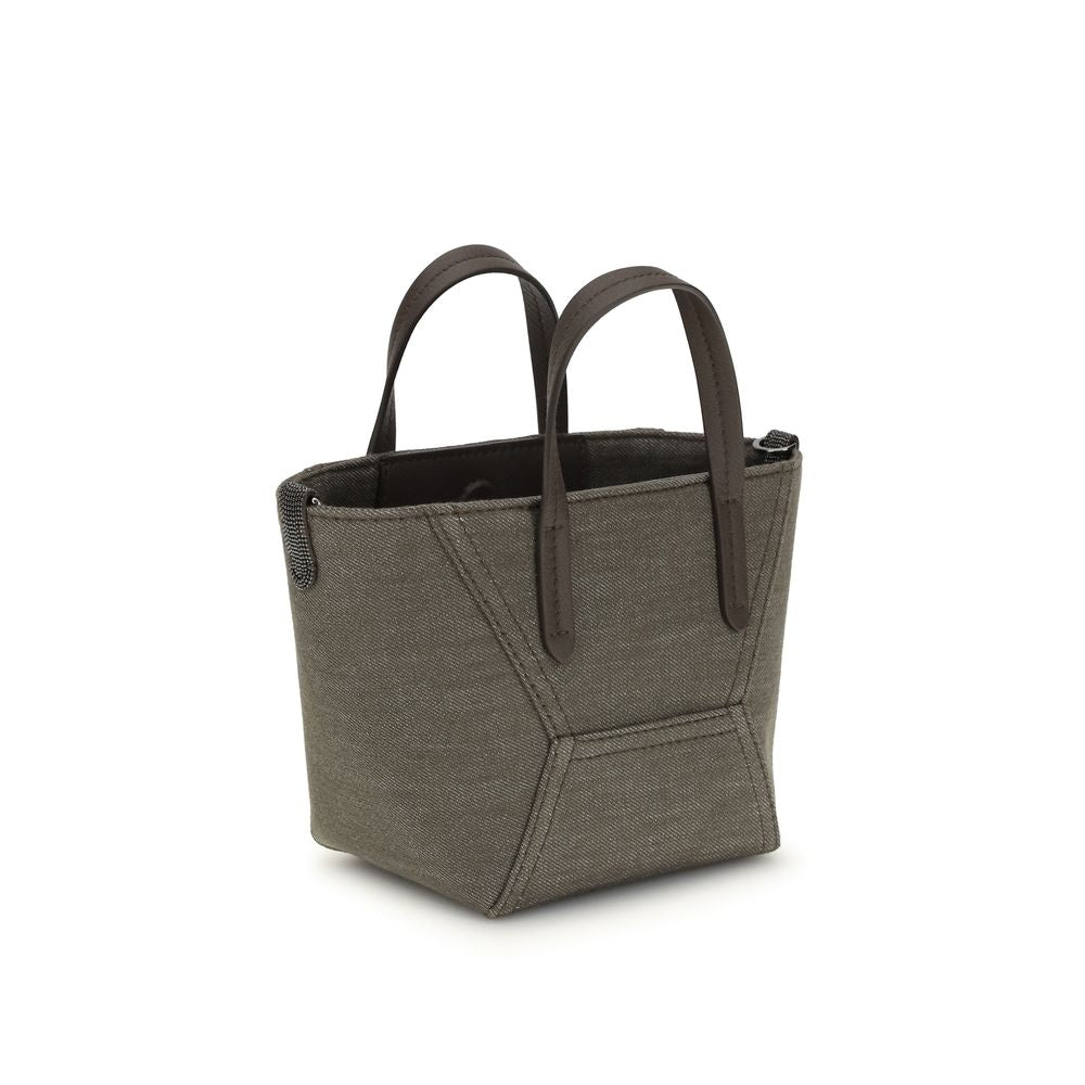 Bicolor Cotton Handbag Bag