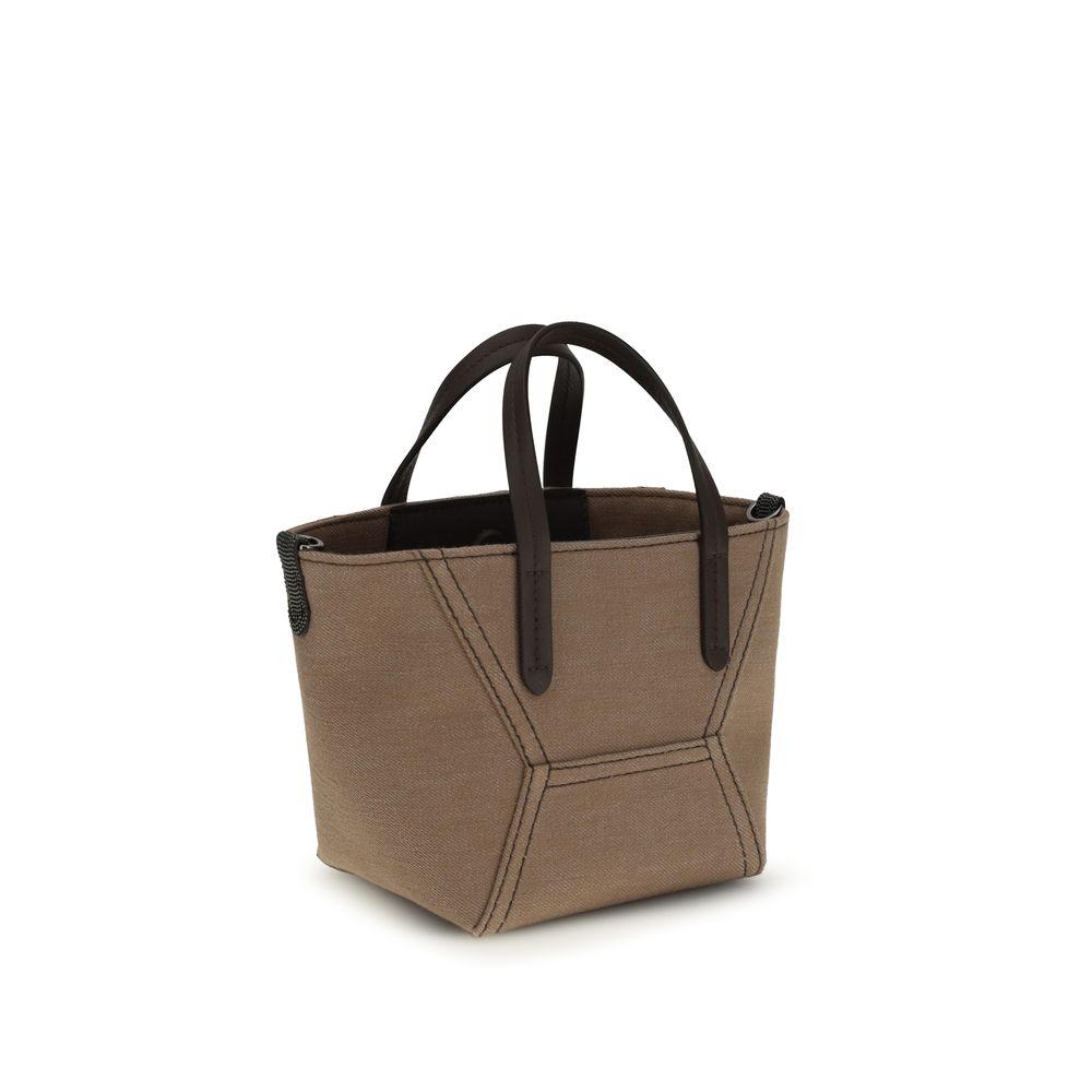 Beige Cotton Handbag Bag