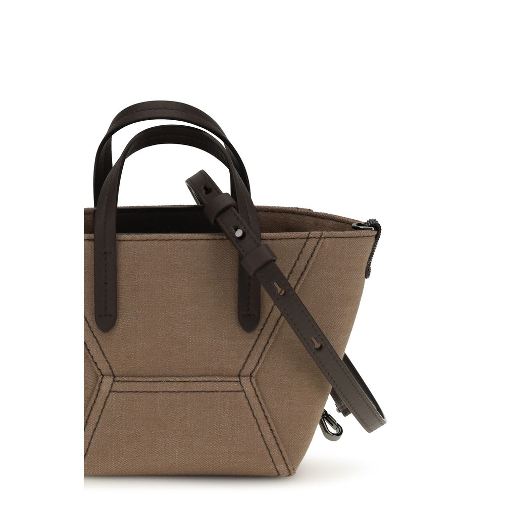 Beige Cotton Handbag Bag