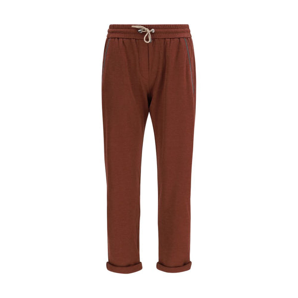 Brunello Cucinelli 67% Cotton joggers in bordeaux