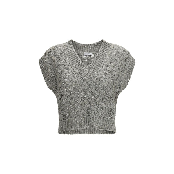Brunello Cucinelli 36% Silk sweater vest in gray