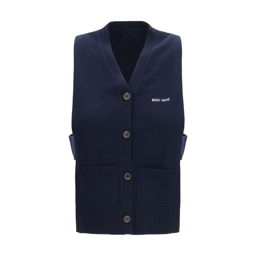 Miu Miu 100% Cashmere vest in navy
